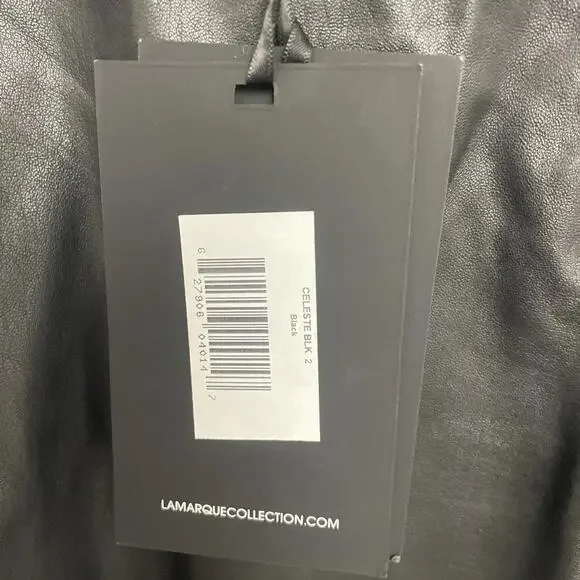 Lamarque Leather Celeste Skirt Side slit draped asymmetric hem SZ 2 NWT $385msrp - Picture 9 of 9